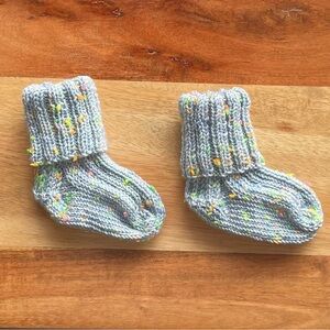 Hand-Knit Speckled Baby Socks